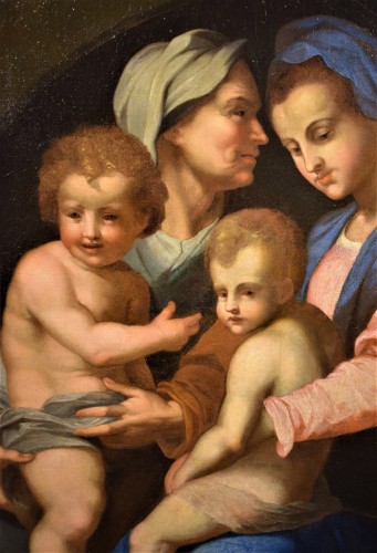 XVIe siècle et avant - Sainte Famille, Elisabeth et Jean Baptiste - École italienne du XVIe siècle, cercle Andrea del Sarto -